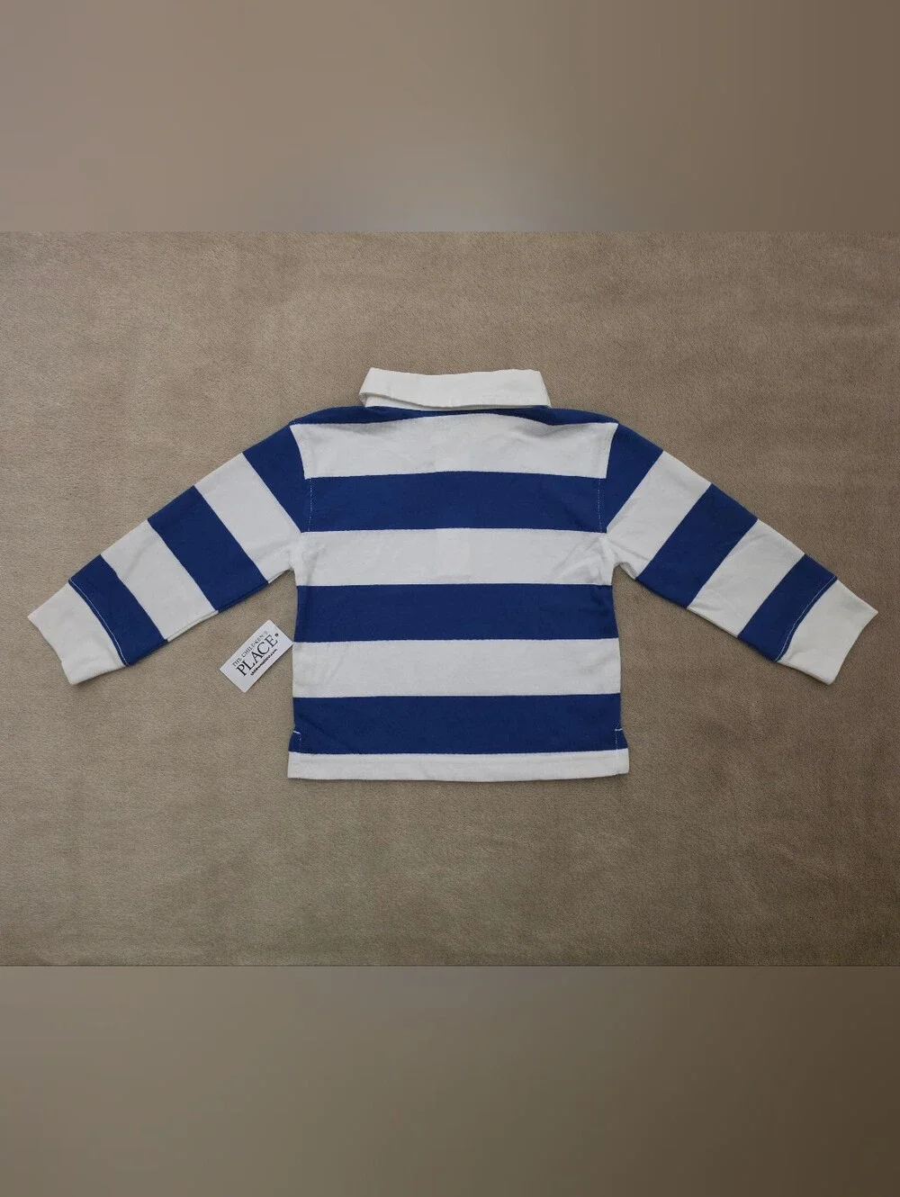 The Children's Place Boy Blue/White Striped  Rugby Polo Shirt Size 18-24 Months
